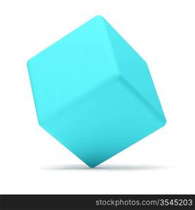 blue cube isolated on white