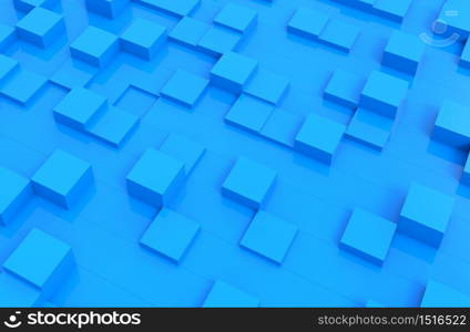 Blue cubes abstract background pattern. 3d illustration.