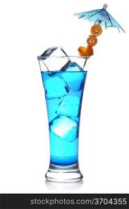 Blue Curacao cocktail isolated on white