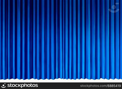 Blue Curtains object as indigo cool velvet drapes representing theatrical entertainment stage isolated on a white background as a 3D illustration.