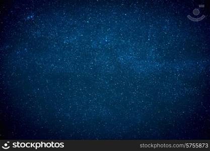 Blue dark night sky with many stars. Milky way on the space background