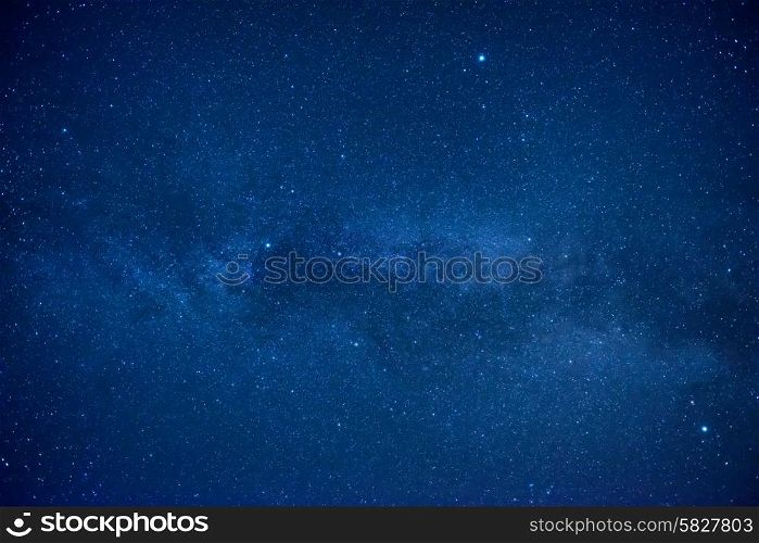 Blue dark night sky with many stars. Space milkyway background