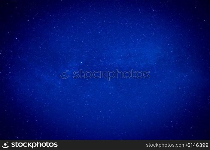 Blue dark night sky with many stars. Space milkyway background