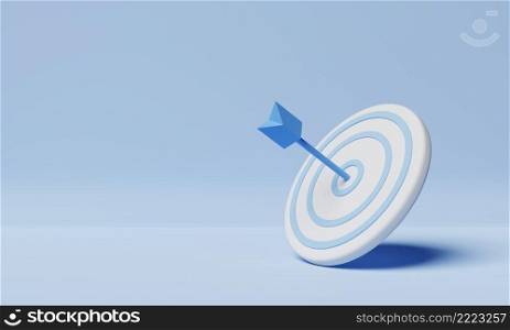 Blue dartboard as business target on red background. Business success and Challenge concept. 3D illustration rendering