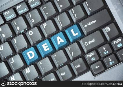 Blue deal key on keyboard