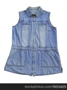 Blue Denim (Jeans) Vest Isolated On A White Background.