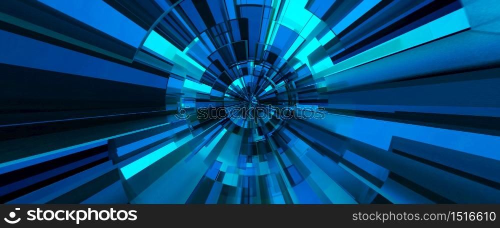 Blue digital abstract background. 3D illustration.