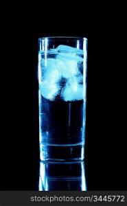 blue drink on black background