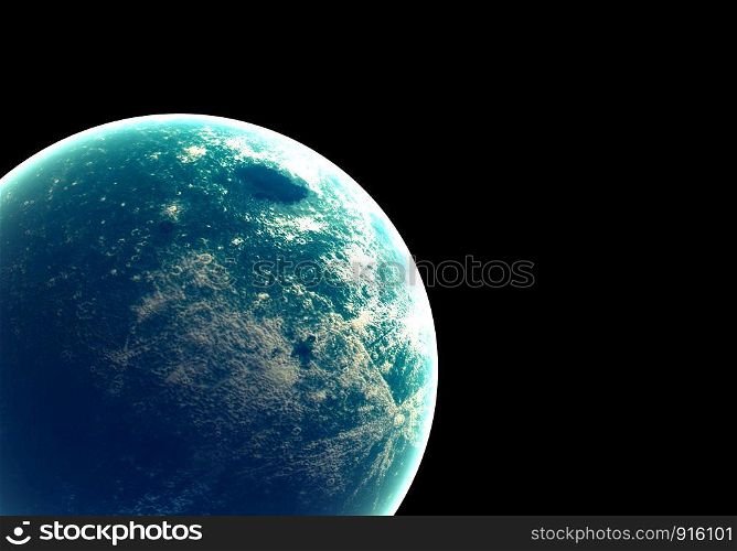 Blue earth in space and galaxy. Globe with outer glow ozone and white cloud. Space planet and Atmosphere concept. Alien and Living nature theme. Elements of this image furnished by NASA