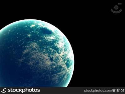Blue earth in space and galaxy. Globe with outer glow ozone and white cloud. Space planet and Atmosphere concept. Alien and Living nature theme. Elements of this image furnished by NASA