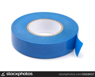 Blue electrical insulating tape isolated on white