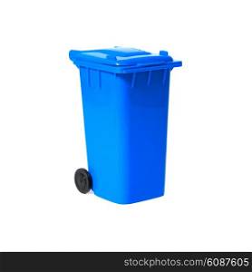 blue empty recycling bin