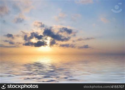 blue fantastic ocean sunrise at cloudy weather