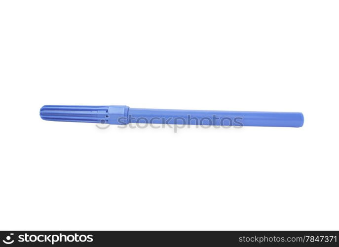 Blue felt-tip pen on a white background