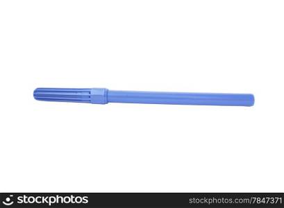 Blue felt-tip pen on a white background