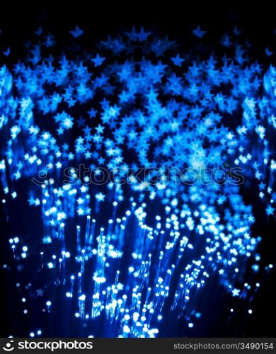 blue fiber stars, focus on front fibers