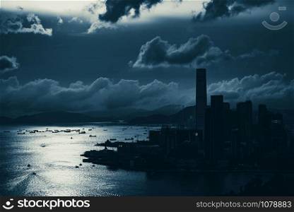 blue filter of city night light