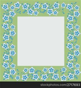 Blue flowers on a green frame