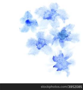 Blue flowers with space for your own text. Watercolor painting