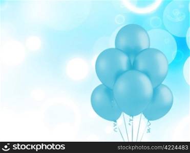 Blue flying balloons - 3D Render
