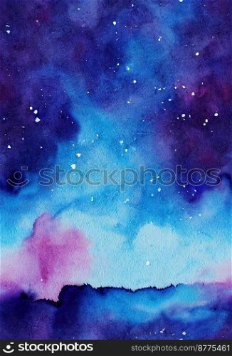 Blue focused galaxy watercolor background design 3d illustrated
