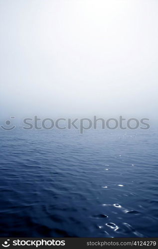 Blue fog sea in a foggy day with low ocean visibility