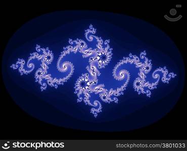 Blue fractal spirals