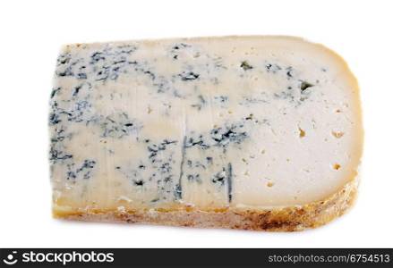blue Gex cheese in front of white Background