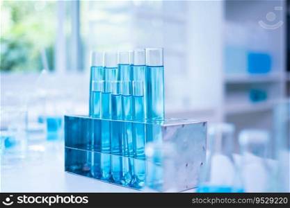Blue glass test tube glassware liquid s&le pipette equipment in chemical chemistry biotechnology laboratory science research analysis experiment test industry, scientific pharmaceutical medical