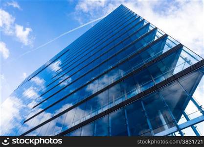 blue glass wall of skyscraper. Buildings abstract