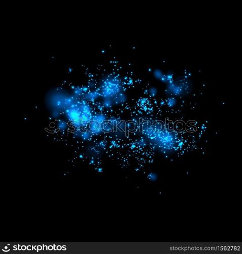 Blue glittering and bokeh star magic dust on background.Particles for your product.