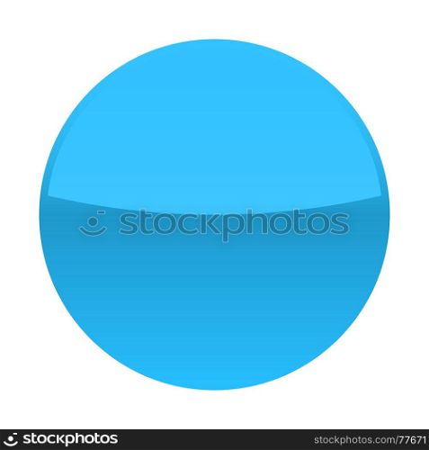 Blue glossy button blank round icon circle empty shape isolated form background. Vector illustration a graphic element for web internet design