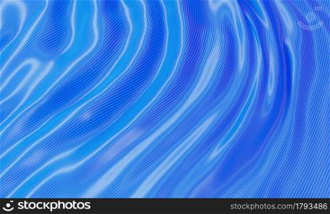 Blue glossy silk wavy awning background. Abstract and decorate wallpaper concept. 3D illustration rendering