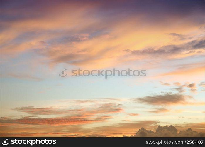 Blue golden sky in sunset