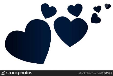 Blue heart icon love symbol set, 3D rendering