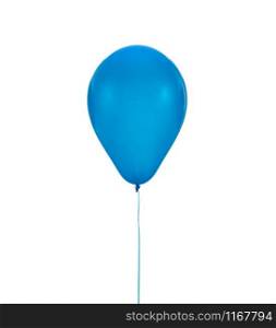 Blue helium balloon for birthday and celebrations isolated on white background. Blue balloon for birthday and celebrations isolated on white background