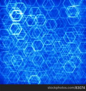 Blue hexode cells abstract background