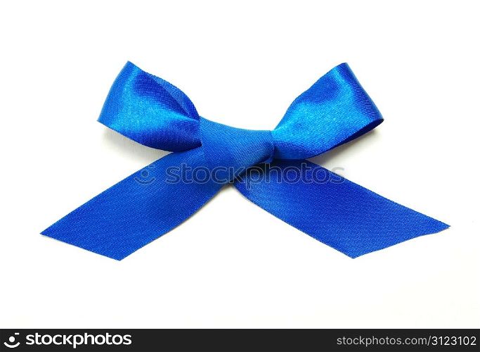 blue holiday bow on white background
