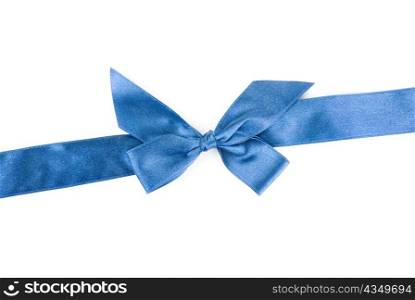 blue holiday ribbon on white background