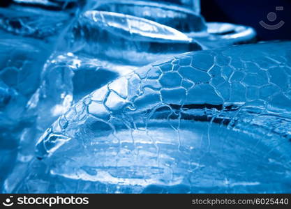 Blue ice. Abstract texture for winter background