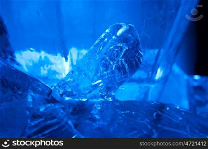 Blue ice crystal. Abstract texture for winter background