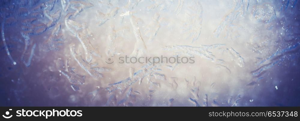 Blue ice winter art bokeh. Blue ice winter art bokeh. Frozen christmas abstract background. Blue ice winter art bokeh