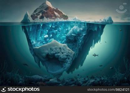 Blue Iceberg. Illustration Generative AI