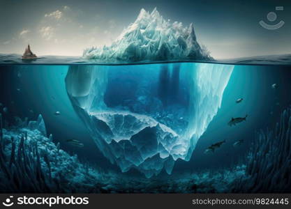 Blue Iceberg. Illustration Generative AI