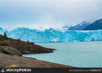 Blue iceberg of Perito Moreno Glacier and Argentina Lake at Los Glaciares National Park in Argentina Patagonia