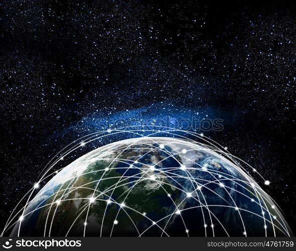 Blue image of globe. Blue vivid image of globe. Globalization concept. Elements of this image are furnished by NASA