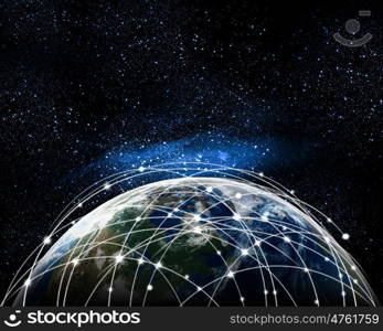 Blue image of globe. Blue vivid image of globe. Globalization concept. Elements of this image are furnished by NASA