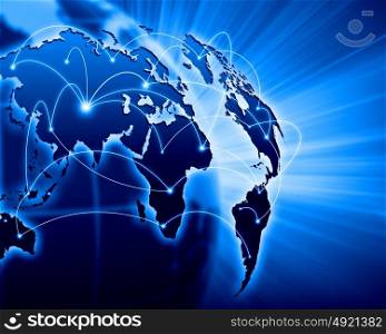 Blue image of globe. Blue vivid image of globe. Globalization concept