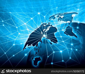Blue image of globe. Blue vivid image of globe. Globalization concept