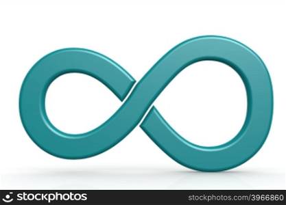 Blue infinity sign on white background, 3D rendering